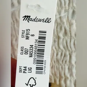 Madewell Linen-Cotton Puff-Sleeve Mini Dress size 6 NWT IVORY COLOR thumbnail 7