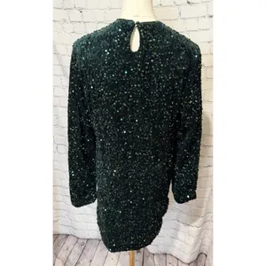 NWT Cupshe Green Sequin Embellished Long Sleeve Mini Dress Medium thumbnail 5