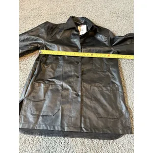 CIDER Women's Oversized Black Faux Leather Jacket Size XS‎ (A525) thumbnail 7