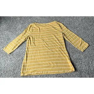 A New Day Women's yellow white striped quarter sleeve top size large thumbnail 6