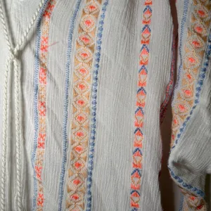 Gibson Latimer Embroidered Peasant Blouse‎ White XL Boho Tassel Casual Vacation thumbnail 2