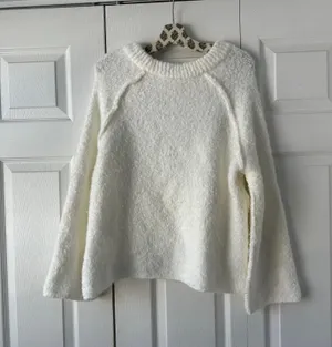 White  Sweater BFF Cocoon Solid Crew thumbnail 5