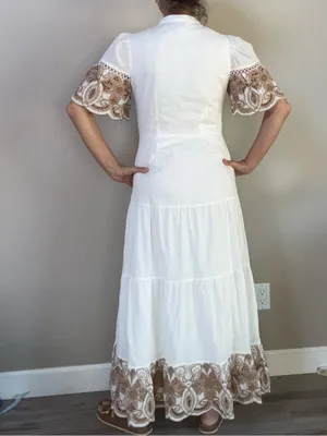 Love by Design Southhampton embroidered button front white cotton maxidress sz S thumbnail 4