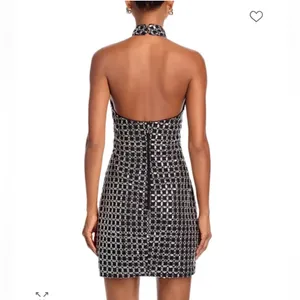 ROTATE Silver‎ Beaded Halter Neck Open Back Mini Dress Women’s Sz 36 thumbnail 2