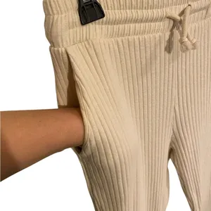 For Days Cotton Cream Ribbed loungewear comfort casual minimalist Pants thumbnail 7
