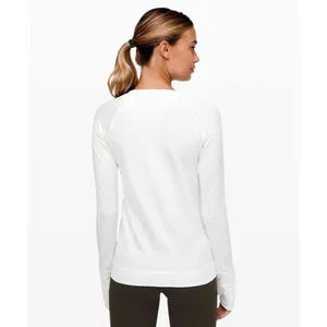 Lululemon Rest Less Pullover Long Sleeve Ribbed Shirt White Size 12 / W3CGJS thumbnail 2