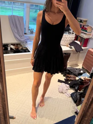 OFFLINE by Aerie Tiebreaker Pleated Tennis Dress in black. Size XS. thumbnail 2