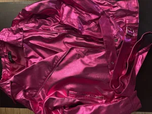 Akira Azalea Wang Pink Metallic Faux Leather Moto Jacket thumbnail 6