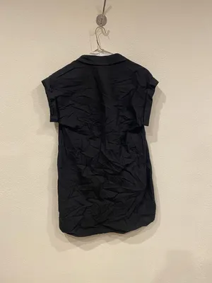 J.Crew Shirt Dress Womens Medium Black Collared Cap Sleeve Casual Short Pullover thumbnail 4
