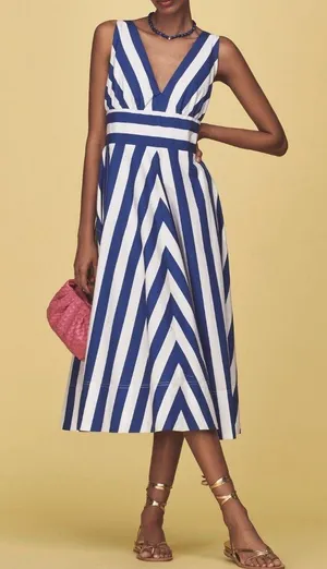 Anthropologie V-Neck Sleeveless Fit & Flare Midi Dress, Size XXS thumbnail 1