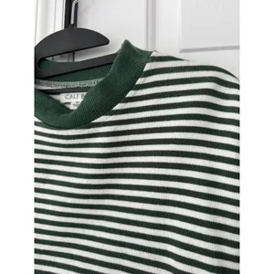 Cali Be Striped Long Sleeve Mock Neck‎ Layered Look Top XS Green White thumbnail 3