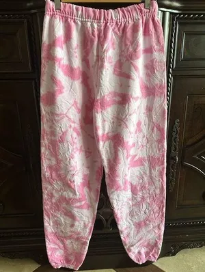 Jerzees Pink Tie Dye sweatpants unisex size S thumbnail 1