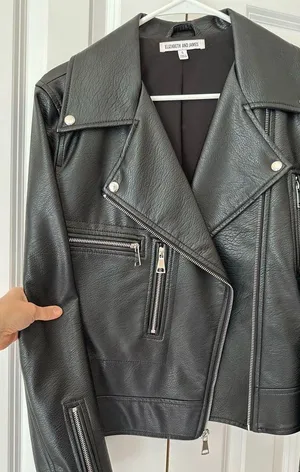 Elizabeth and James Kohl's Women's Faux Leather Moto Jacket Black Size S thumbnail 3