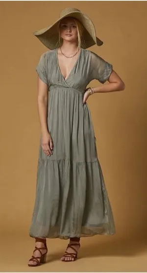 Scandal Italy Silk Aruba Dress Women’s One Size Sage thumbnail 1