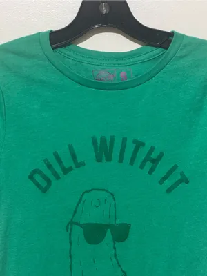 CRAZY DOG T-SHIRTS Dill With It Short Sleeve Tee S 16” p2p Green EUC thumbnail 3
