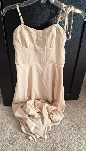 SheIn Cream corset midi dress thumbnail 1