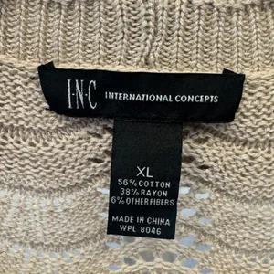 Y2K INC International Concepts Tan Pointelle Crochet Open Cardigan XL 3/4 Sleeve thumbnail 6