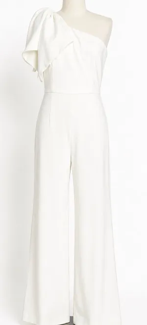 Dress the Population Tiffany One Shoulder Jumpsuit White XXL NWT thumbnail 1