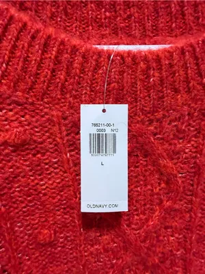 NWT Old Navy sweater red marl winter holiday fisherman grandpa large wool blend thumbnail 12