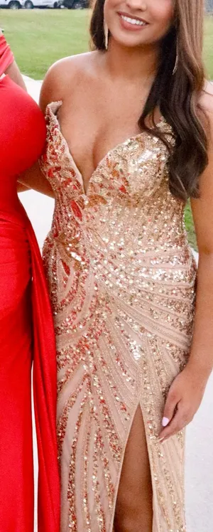 Ashley Lauren gold dress thumbnail 3