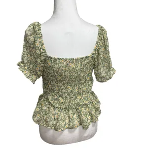 Mele E Pere Smocked Blouse Womens M Cottagecore Y2K Boho‎ Romantic Soft Girl thumbnail 3