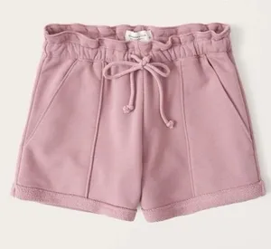 Abercrombie soft a&f sweat shorts paperbag waist high rise mauve dusty rose thumbnail 1