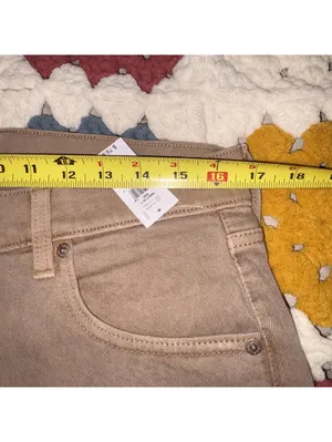 GAP NWT $80 Cheeky Straight High Rise 32 / 14R Pants Khaki Woman’s New Denim thumbnail 7