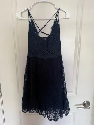 Navy Blue Free People Dress Lace Small Adela thumbnail 2