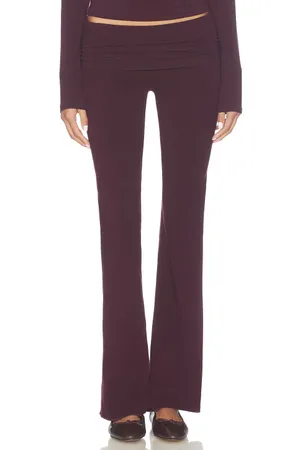 NWOT Skims Cotton Jersey Foldover Pant in Deep Berry thumbnail 3