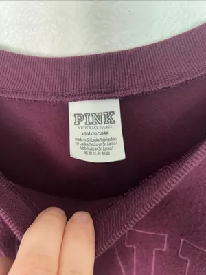 EUC PINK Embroidered Pullover Sweatshirt - Deep Wine sz L thumbnail 3
