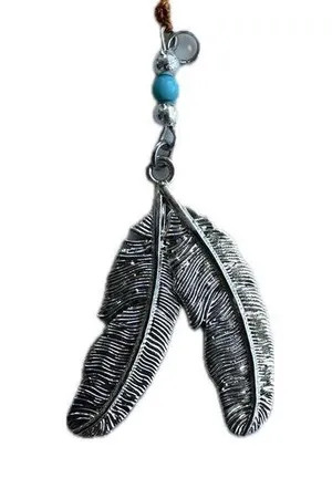 Vintage Native American Indigenous Inspired Navajo Double Feathers Pendent thumbnail 1