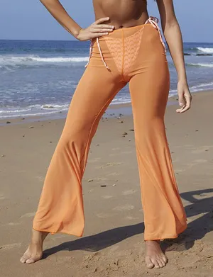 NWT Dippin Daisy's Palm Springs Flare Pant High Waist Sheer Swim Beach Cover‎ Up thumbnail 1