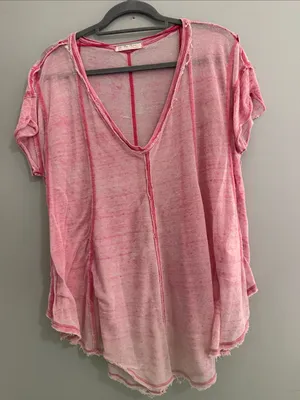 Free People Washed Pink V-Neck Tunic thumbnail 1