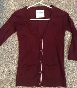 Abercrombie Maroon Button Down Sweater thumbnail 2