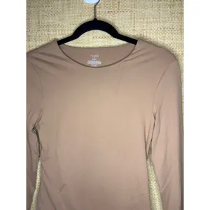 Nuuds Women Tan Long Sleeve Crew Neck Bodysuit Small Neutral Minimalist thumbnail 2