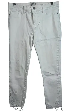 Abercrombie & Fitch Harper Low Rise Ankle White Denim Eyelet Hem Jeans Size 29 8 thumbnail 1