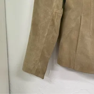 Alfani Tan Leather Women Blazer Jacket SP Suede Fall Classic Preppy Coat Classic thumbnail 3