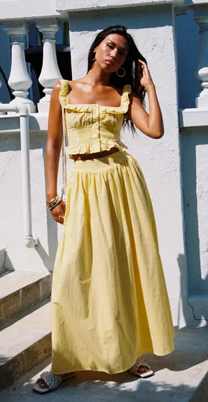 Isadoria Frill Top Yellow & Skirt thumbnail 1