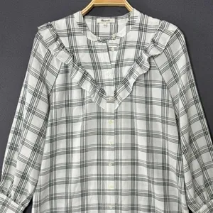 Madewell Shirt Dress Size Small Plaid Ruffle Long Sleeve Button Down Western thumbnail 6