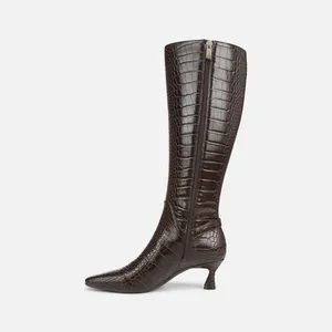 New! Naturalizer Eartha Knee High Boots Chocolate Croc Size 8.5 thumbnail 3