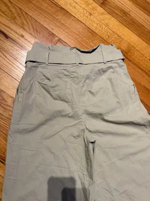 Express Paperbag wide-leg trousers high waist pleated belt Light Khaki Casual Pants Sz 6 beige thumbnail 5