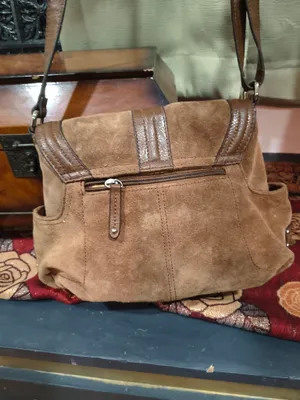 Tignanello Brown Suede Shoulder Bag with Leather Trim thumbnail 4