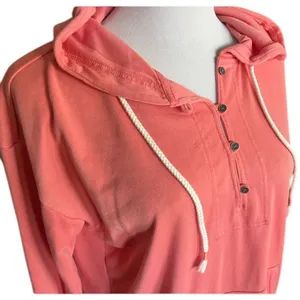 Womens Maurices Coral Soft Button Detail Hoodie Hooded Sweatshirt - Sz S thumbnail 2