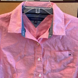 S Tommy Hilfiger pink button down oxford top blouse thumbnail 2