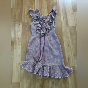 WAYF Dorian Gingham Ruffled Asymmetrical Hem Mini Dress thumbnail 2