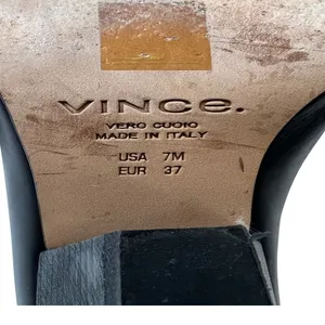 7 Vince Vigo Black Leather Mule minimalist Block Heel Bootie Backless Slip-on thumbnail 8