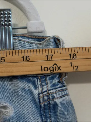 American Eagle Super High Rise Baggy Wide Leg Jeans Size 14 Regular Distressed thumbnail 8