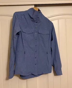 Duluth Trading Company Sol Survivor Sun Protection Shirt XS Xtra Small Blue Snap thumbnail 1