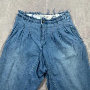 We The Free People Pants 4 Blue Mover & Shaker Denim Harem Loose Pleated Boho thumbnail 5