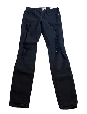 Frame Distressed Black Skinny Jeans Le Skinny de Jeanne Grunge Emo Size‎ 26 thumbnail 1